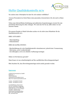 Helfer Qualit&auml;tskontrolle m/w