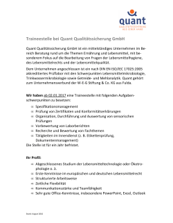 Traineestelle - Quant Qualitätssicherung GmbH