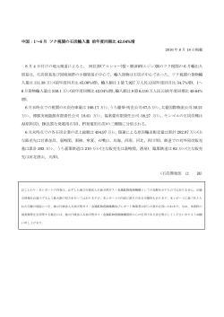 1～6 月 ツク税関の石炭輸入量 前年度同期比 42.04%増