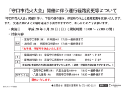H28.8.28 守口市花火大会(車内吊、HP、1・4号経路)
