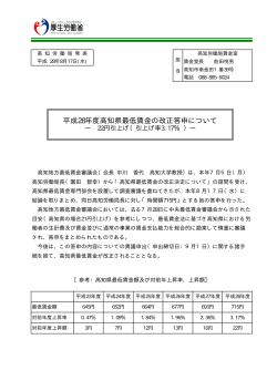 平成28年度高知県最低賃金の改正答申について