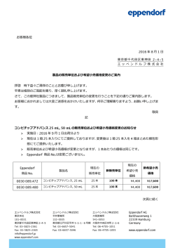 製品の販売単位および希望小売価格変更のご案内 拝啓