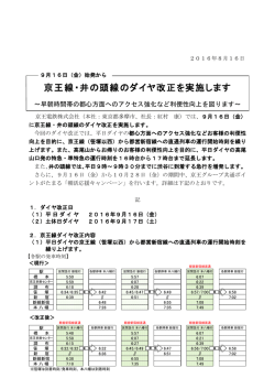 （金）始発から京王線・井の頭線のダイヤ改正を実施します