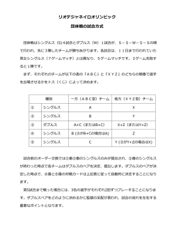 リオデジャネイロオリンピック 団体戦の試合  方式