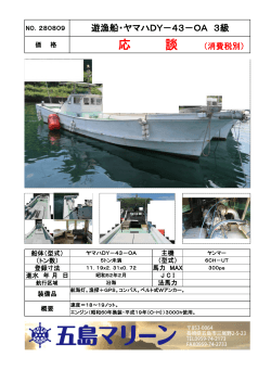 NO.280809 遊漁船・ヤマハDY－43－OA 3級