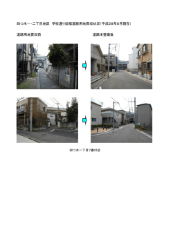 道路用地買収前 道路本整備後 四つ木一・二丁目地区 学校通り拡幅道路