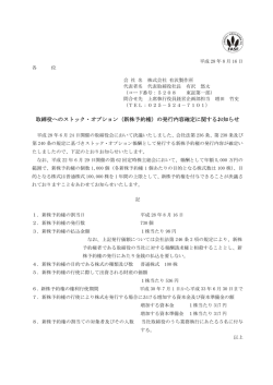 取締役へのストック・オプション（新株予約権）の