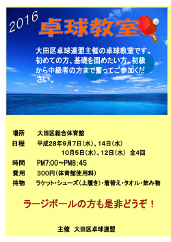 Page 1 場所 日程 時間 初めての方、基礎を固めたい方。初級