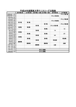 平成28年度関東大学テニスリーグ日程表