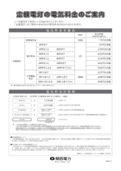 プレス用 定額電灯の電気料金のご案内-ペラA4版