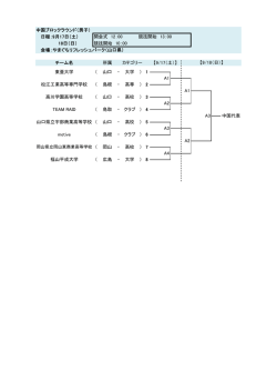 中国ブロックラウンド（男子） 日程：9月17日（土） 開会式 12：00 競技開始
