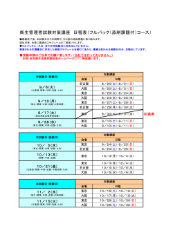 衛生管理者試験対策講座 日程表（フルパック（添削課題付）コース）