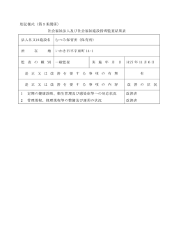 別記様式（第3条関係） 社会福祉法人及び社会福祉施設指導