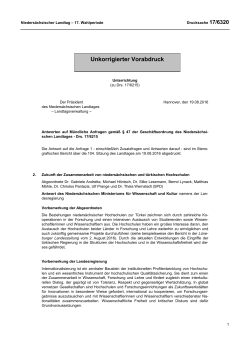 Drucksachen allgemein - Nieders&auml;chsischer Landtag