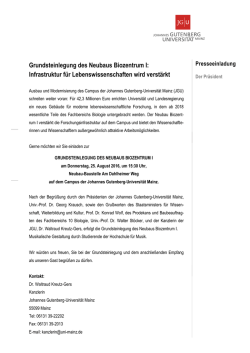 Grundsteinlegung des Neubaus Biozentrum I