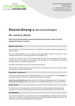 Hausordnung - Sporthotel Dr. Karl Renner Hinterglemm