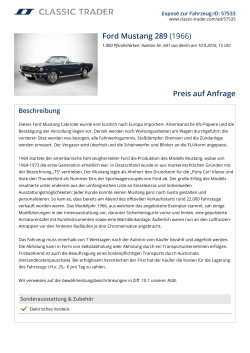 Ford Mustang 289 (1966) Preis auf Anfrage