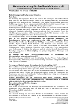 Weinbauberatung f&uuml;r den Bereich Kaiserstuhl