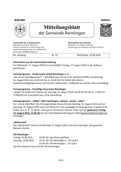 Gemeinde Reimlingen Mitteilungsblatt KW 32
