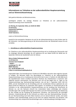 Informationen zur Teilnahme an der