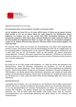 Ergebnisse des Grand Prix du Vin Suisse Die nominierten