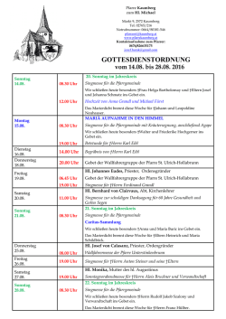gottesdienstordnung. 14.08. - 28.08.2016