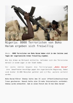 Nigeria: 8000 Terroristen von Boko Haram ergeben - K