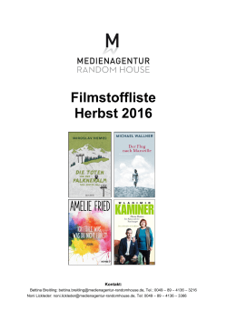 Filmstoffe Herbst 2016 - Medienagentur Random House