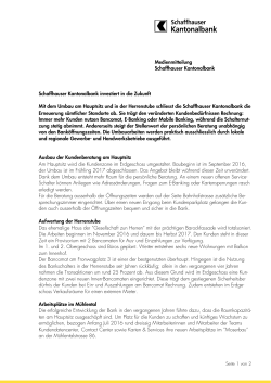 Medienmitteilung Umbau - Schaffhauser Kantonalbank