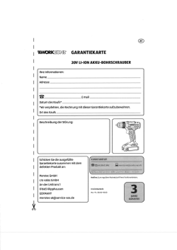 &igrave;ANKZOSSE. GARANTIEKARTE