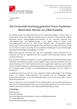 Die Universität Hamburg gratuliert ihrem Studenten Maximilian