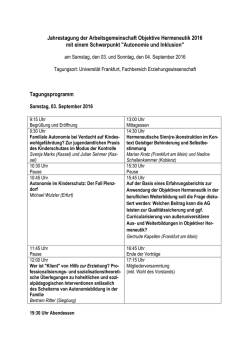Jahrestagung der Arbeitsgemeinschaft Objektive Hermeneutik 2016