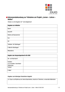 Interessensbekundung "Lernen - Lehren - Helfen"