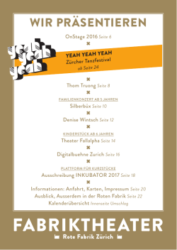 Programm  - Fabriktheater Rote Fabrik Zürich