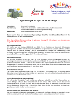 Jugendzeltlager 2016 - Foerderverein Schwabsoien