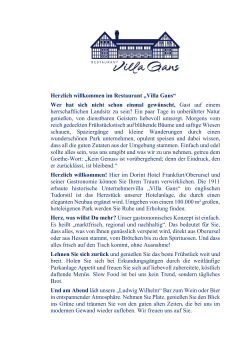 Speisekarte Villa Gans - Dorint &middot; Hotel &middot; Frankfurt Oberursel
