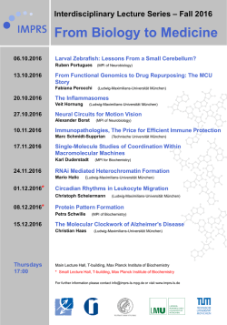 Interdisciplinary Lecture Series &ndash; Fall 2016 From Biology to