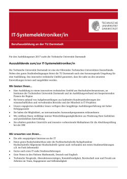 IT-Systemelektroniker/in - Intern - Technische Universität Darmstadt