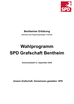 Wahlprogramm SPD Grafschaft Bentheim 2016-2021