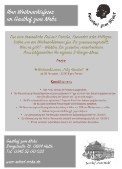 Ihre Weihnachtsfeier im Gasthof zum Mohr