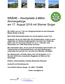 KRÄHE – Hochplatte 2.080m Ammergebirge am 17. August 2016