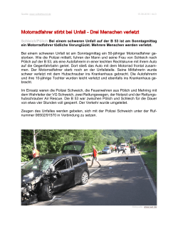 Verkehrsunfall mit Motorrad auf der B 53, Pölich → Schleich