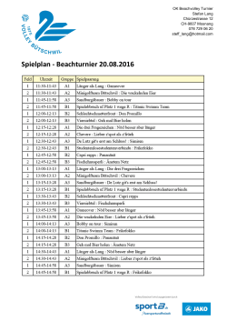 Spielplan - Beachturnier 20.08.2016