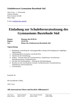 Einladung zur Schulelternratssitzung des Gymnasiums Buxtehude
