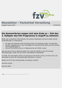 Fachzirkel Verzollung - Newsletter August 2016 {E