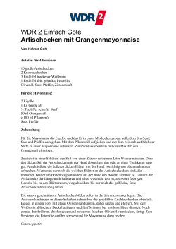 WDR 2 Einfach Gote Artischocken mit Orangenmayonnaise