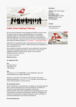 Cabin Crew Casting Fribourg