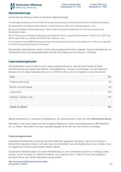 Semesterbeitr&auml;ge Lebenshaltungskosten