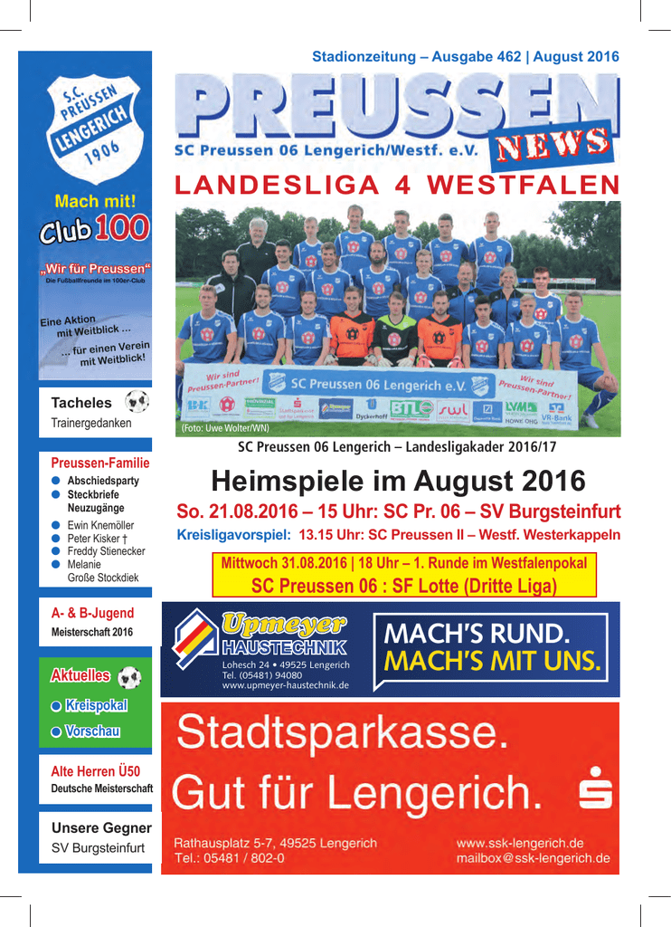 Heimspiele Im August 2016