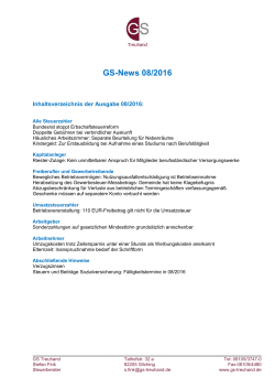 GS-Newsletter - GS Treuhand Steuerberatung